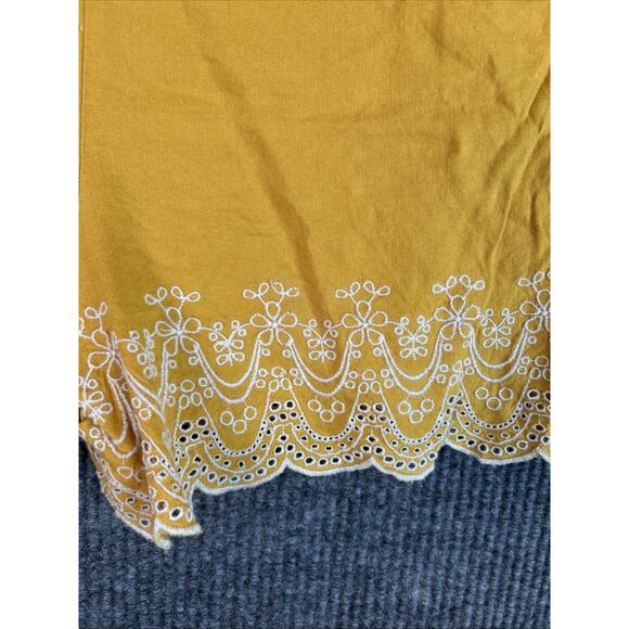 Loft Outlet Womens Shorts Size 16 Yellow Linen Blend Embroidered Bohemian Preppy - Picture 3 of 9